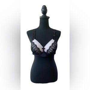 GAIYI: Elegant Black and Gray Lace Bra 38B